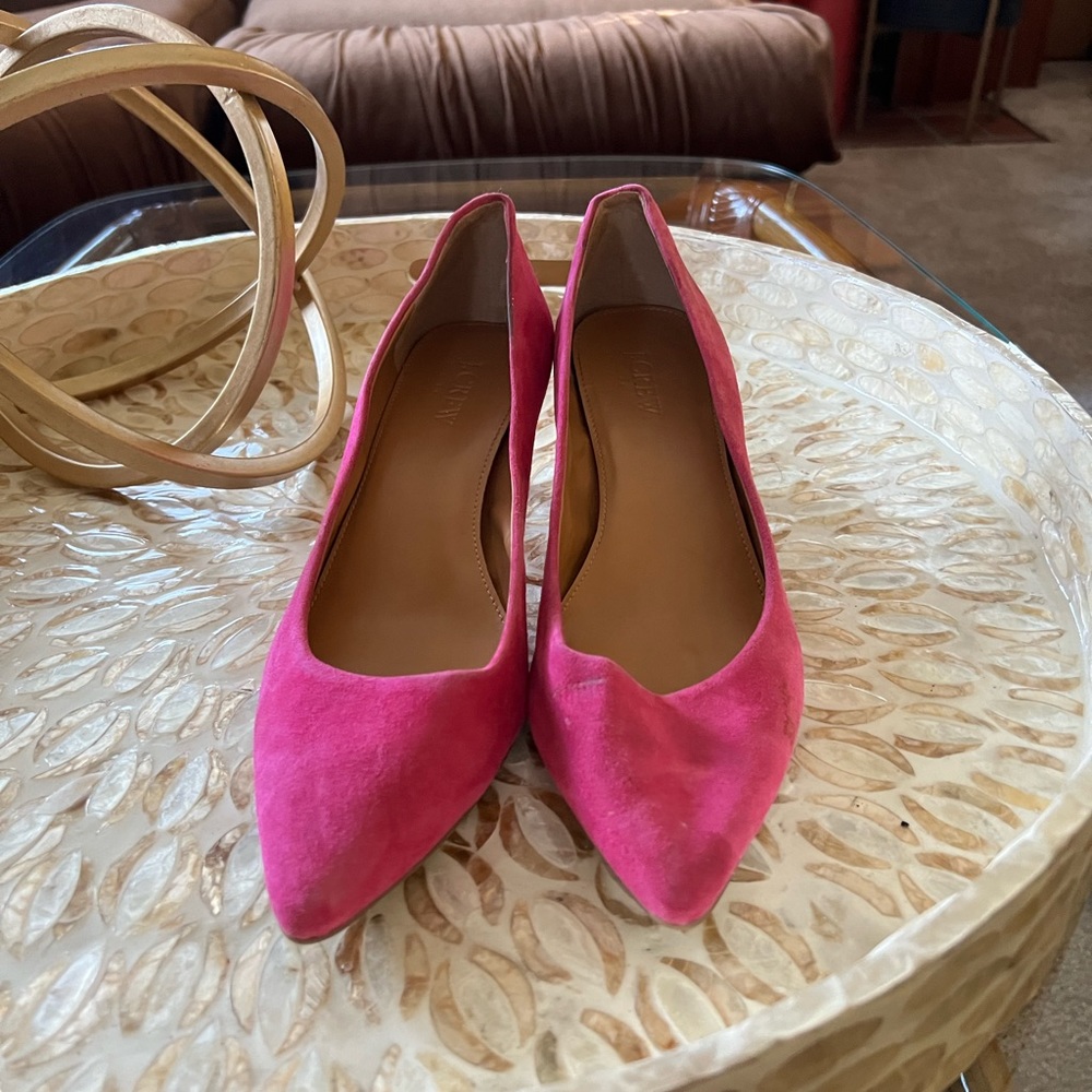 Pink Suedes Leather Kitten Heels